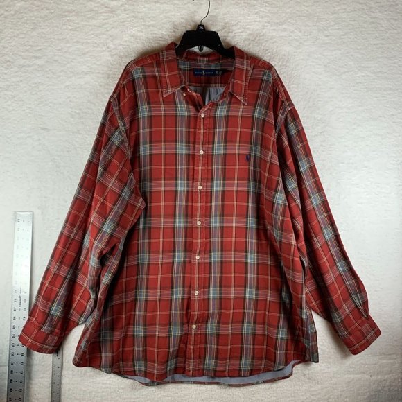 Ralph Lauren Shirt Men 3XLT Multicolor Plaid 100% Cotton Casual Button-Down 8412 - Picture 1 of 10
